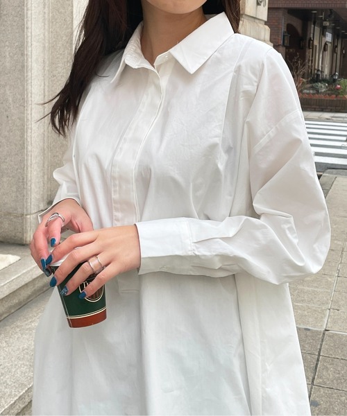 StyleSea(スタイルシー)の「コットンブロードバックオープンブラウス(シャツ/ブラウス・レディース・ホワイト/グリーン/ブラック/ライトブルー・MEDIUM)」の8枚目の写真