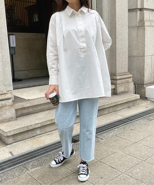 StyleSea(スタイルシー)の「コットンブロードバックオープンブラウス(シャツ/ブラウス・レディース・ホワイト/グリーン/ブラック/ライトブルー・MEDIUM)」の16枚目の写真