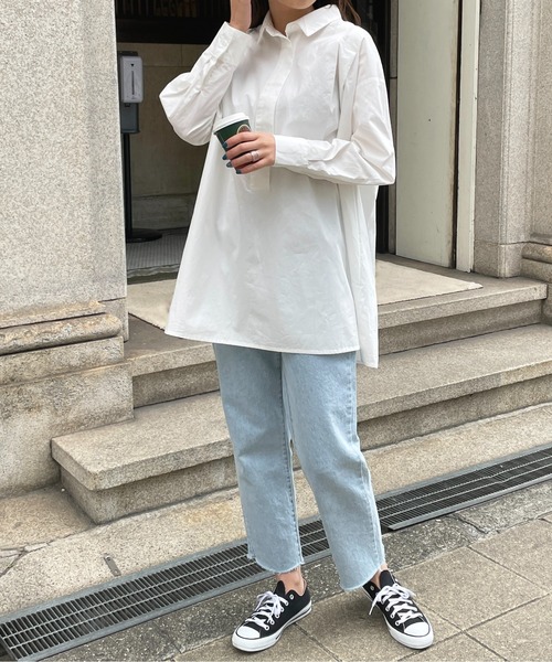 StyleSea(スタイルシー)の「コットンブロードバックオープンブラウス(シャツ/ブラウス・レディース・ホワイト/グリーン/ブラック/ライトブルー・MEDIUM)」の12枚目の写真