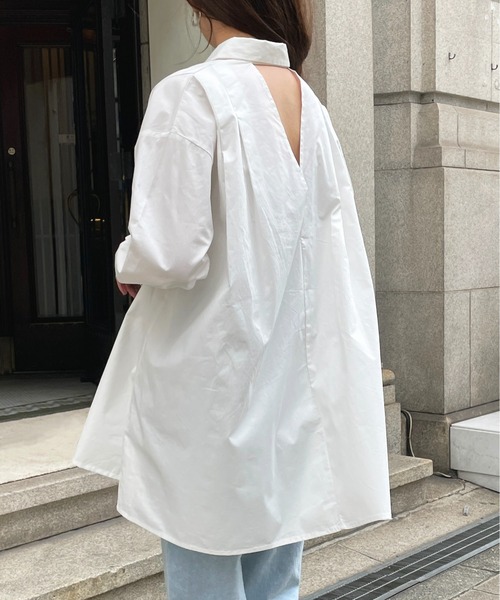 StyleSea(スタイルシー)の「コットンブロードバックオープンブラウス(シャツ/ブラウス・レディース・ホワイト/グリーン/ブラック/ライトブルー・MEDIUM)」の21枚目の写真