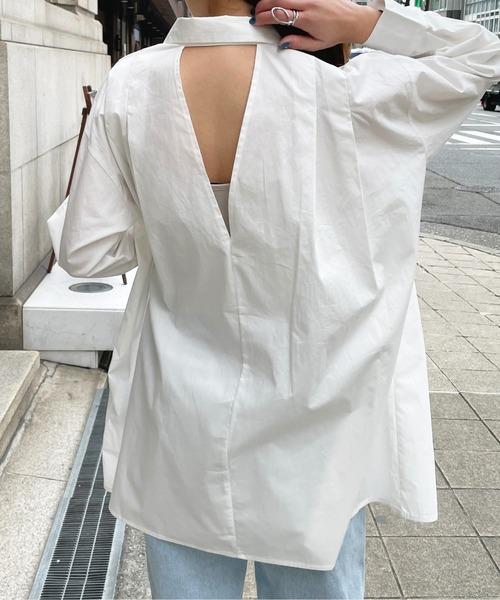 StyleSea(スタイルシー)の「コットンブロードバックオープンブラウス(シャツ/ブラウス・レディース・ホワイト/グリーン/ブラック/ライトブルー・MEDIUM)」の17枚目の写真