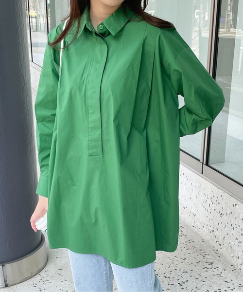 StyleSea(スタイルシー)の「コットンブロードバックオープンブラウス(シャツ/ブラウス・レディース・ホワイト/グリーン/ブラック/ライトブルー・MEDIUM)」の5枚目の写真