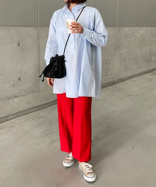 StyleSea(スタイルシー)の「コットンブロードバックオープンブラウス(シャツ/ブラウス・レディース・ホワイト/グリーン/ブラック/ライトブルー・MEDIUM)」の6枚目の写真