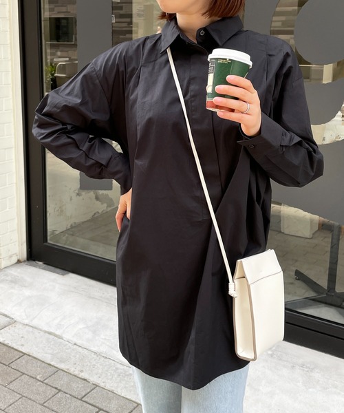 StyleSea(スタイルシー)の「コットンブロードバックオープンブラウス(シャツ/ブラウス・レディース・ホワイト/グリーン/ブラック/ライトブルー・MEDIUM)」の7枚目の写真