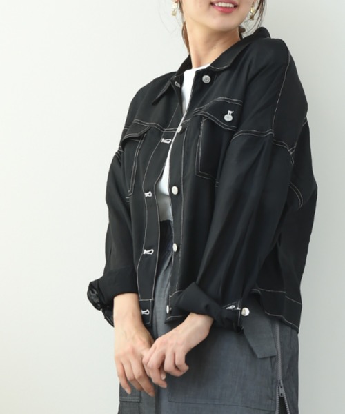 INTERPLANET（インタープラネット）の「オーガンジーシアーＧジャン（その他アウター・レディース・ブラック/イエロー/ライトベージュ・FREE）」の18枚目の写真