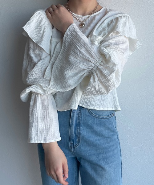 w closet(ダブルクローゼット)の「【SETUP対応】2WAYフリルプルオーバー(シャツ/ブラウス・レディース・オフホワイト/イエロー/グリーン・FREE)」の7枚目の写真