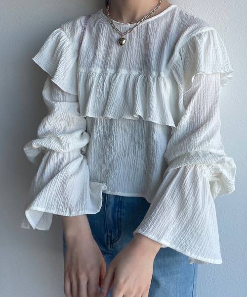 w closet(ダブルクローゼット)の「【SETUP対応】2WAYフリルプルオーバー(シャツ/ブラウス・レディース・オフホワイト/イエロー/グリーン・FREE)」の10枚目の写真