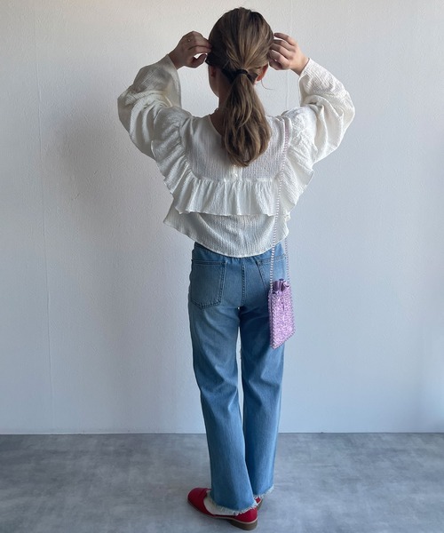 w closet(ダブルクローゼット)の「【SETUP対応】2WAYフリルプルオーバー(シャツ/ブラウス・レディース・オフホワイト/イエロー/グリーン・FREE)」の12枚目の写真