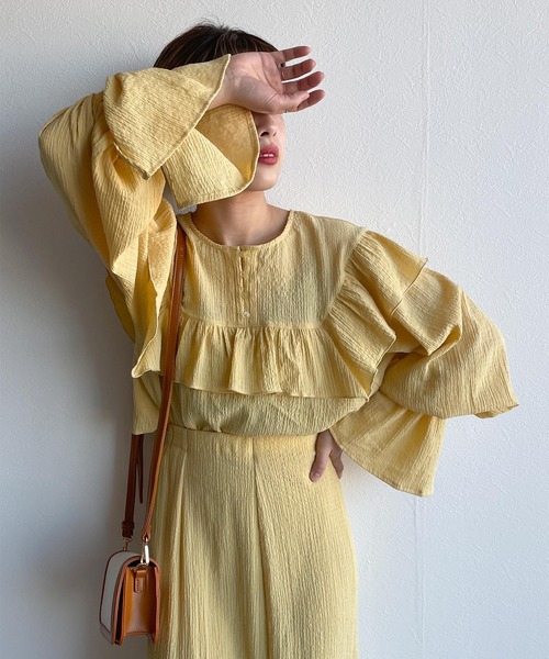 w closet(ダブルクローゼット)の「【SETUP対応】2WAYフリルプルオーバー(シャツ/ブラウス・レディース・オフホワイト/イエロー/グリーン・FREE)」の18枚目の写真