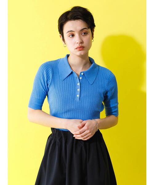 koe（コエ）の「リブニットスキッパー*（Tシャツ/カットソー・レディース・ブルー/グリーン/オレンジ/オフホワイト/イエロー・FREE）」の22枚目の写真