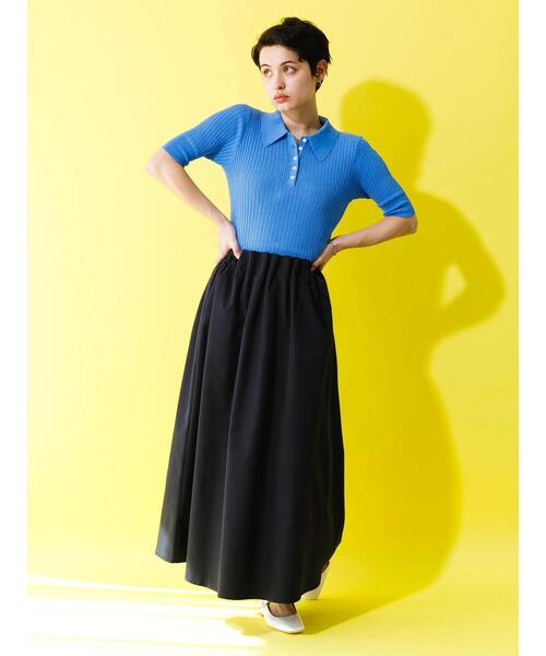 koe（コエ）の「リブニットスキッパー*（Tシャツ/カットソー・レディース・ブルー/グリーン/オレンジ/オフホワイト/イエロー・FREE）」の21枚目の写真