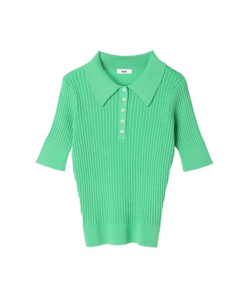 koe（コエ）の「リブニットスキッパー*（Tシャツ/カットソー・レディース・ブルー/グリーン/オレンジ/オフホワイト/イエロー・FREE）」の7枚目の写真