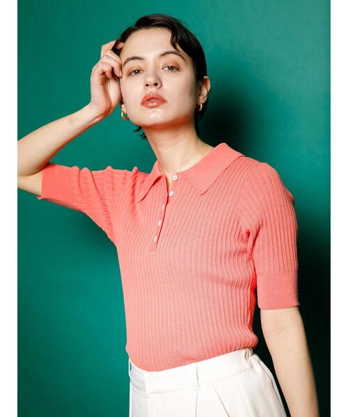 koe（コエ）の「リブニットスキッパー*（Tシャツ/カットソー・レディース・ブルー/グリーン/オレンジ/オフホワイト/イエロー・FREE）」の5枚目の写真