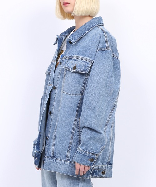PUNYUS（プニュズ）の「デニムオーバージャケット（デニムジャケット・レディース・ライトブルー/ブラック・2/4/3）」の7枚目の写真