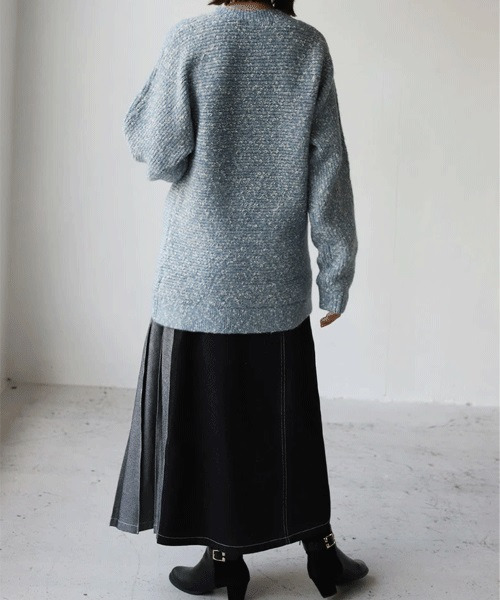 REAL CUBE(リアルキューブ)の「ネップチュニックニット(ニット/セーター・レディース・ライトブルー/ベージュ・FREE)」の5枚目の写真