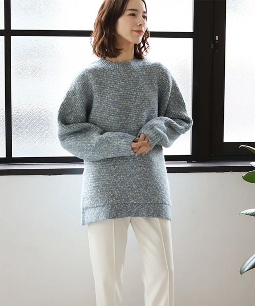 REAL CUBE(リアルキューブ)の「ネップチュニックニット(ニット/セーター・レディース・ライトブルー/ベージュ・FREE)」の12枚目の写真