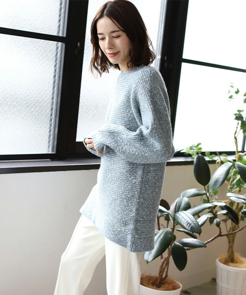 REAL CUBE(リアルキューブ)の「ネップチュニックニット(ニット/セーター・レディース・ライトブルー/ベージュ・FREE)」の13枚目の写真