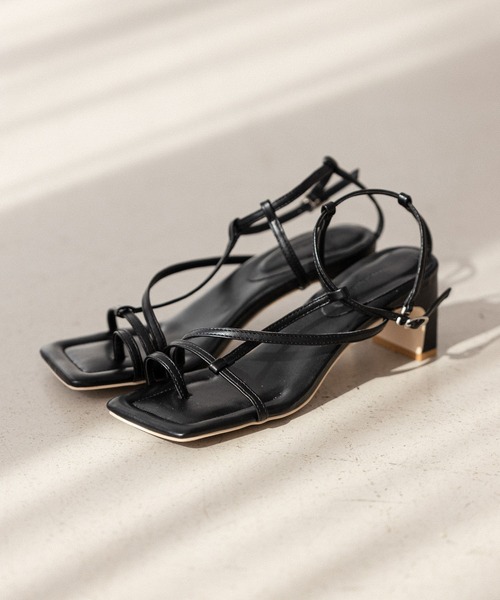 mysty woman（ミスティウーマン）の「ナロースクエアサンダル 271825（サンダル・レディース・ブラック/オレンジ/アイボリー・MEDIUM/LARGE）」の16枚目の写真