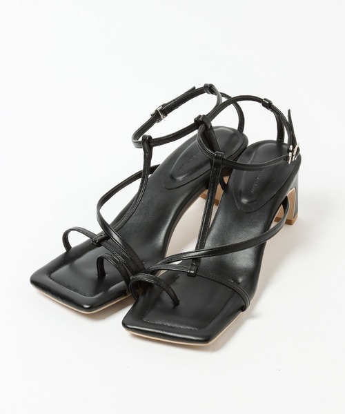 mysty woman（ミスティウーマン）の「ナロースクエアサンダル 271825（サンダル・レディース・ブラック/オレンジ/アイボリー・MEDIUM/LARGE）」の4枚目の写真