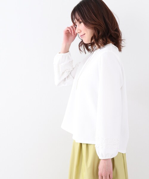 d.i.aレースドレープ長袖トップス ホワイト/ブラック 楽天市場】レースブラウス レディース 長袖 立ち襟 チャイナ