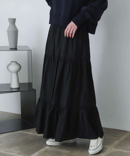 SENSE OF PLACE by URBAN RESEARCH（センスオブプレイスバイアーバンリサーチ）の「タックティアードスカート（スカート・レディース・グリーン/ブラック/オフホワイト・ONE）」の22枚目の写真