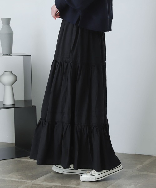 SENSE OF PLACE by URBAN RESEARCH（センスオブプレイスバイアーバンリサーチ）の「タックティアードスカート（スカート・レディース・グリーン/ブラック/オフホワイト・ONE）」の19枚目の写真