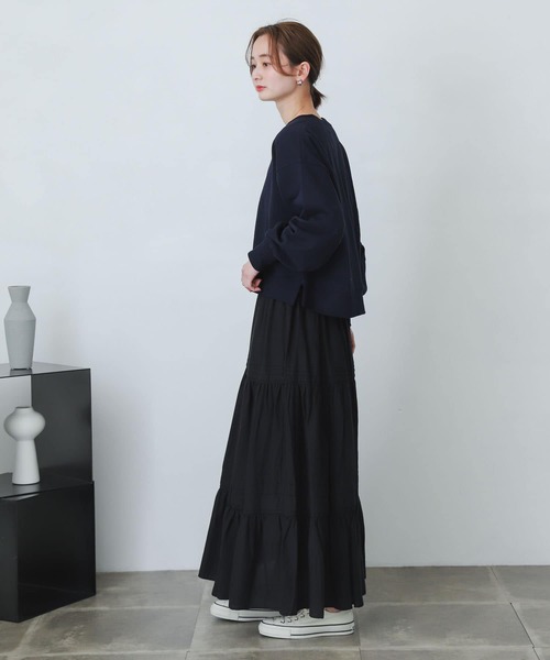 SENSE OF PLACE by URBAN RESEARCH（センスオブプレイスバイアーバンリサーチ）の「タックティアードスカート（スカート・レディース・グリーン/ブラック/オフホワイト・ONE）」の18枚目の写真