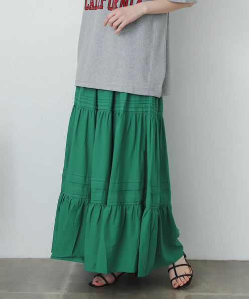 SENSE OF PLACE by URBAN RESEARCH（センスオブプレイスバイアーバンリサーチ）の「タックティアードスカート（スカート・レディース・グリーン/ブラック/オフホワイト・ONE）」の13枚目の写真