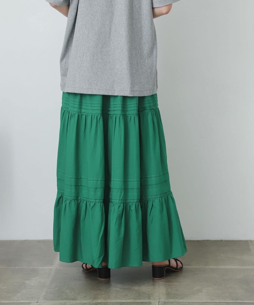 SENSE OF PLACE by URBAN RESEARCH（センスオブプレイスバイアーバンリサーチ）の「タックティアードスカート（スカート・レディース・グリーン/ブラック/オフホワイト・ONE）」の10枚目の写真