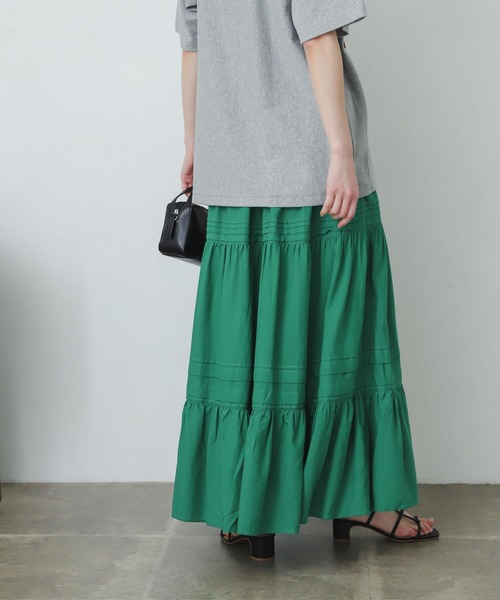 SENSE OF PLACE by URBAN RESEARCH（センスオブプレイスバイアーバンリサーチ）の「タックティアードスカート（スカート・レディース・グリーン/ブラック/オフホワイト・ONE）」の9枚目の写真