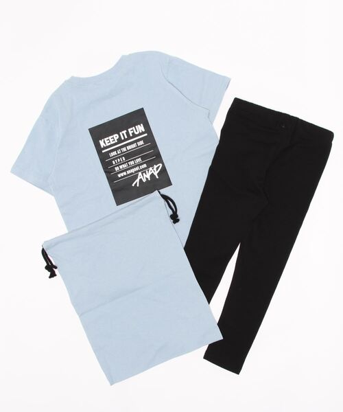 ANAP kids(アナップキッズ)の「ビッグTシャツ+レギンス巾着(Tシャツ/カットソー・キッズ・ベージュ/ピンク/サックスブルー/オフホワイト・110cm/120cm/130cm)」の5枚目の写真