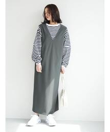 Green　Parks | Vネックジャンパースカート(ジャンパースカート)