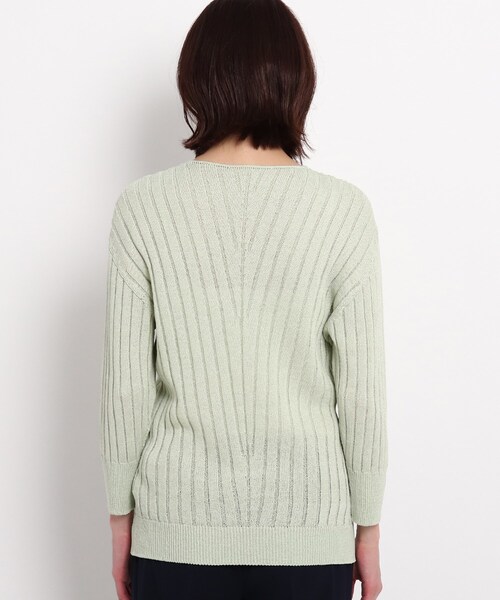 COUP DE CHANCE（クードシャンス）の「◆【洗える/日本製】ホールガーメント(R)Vネックワイドリブニット（ニット/セーター・レディース・ネイビー系6/ホワイト系/ライトグリーン/イエロー・38/34）」の13枚目の写真