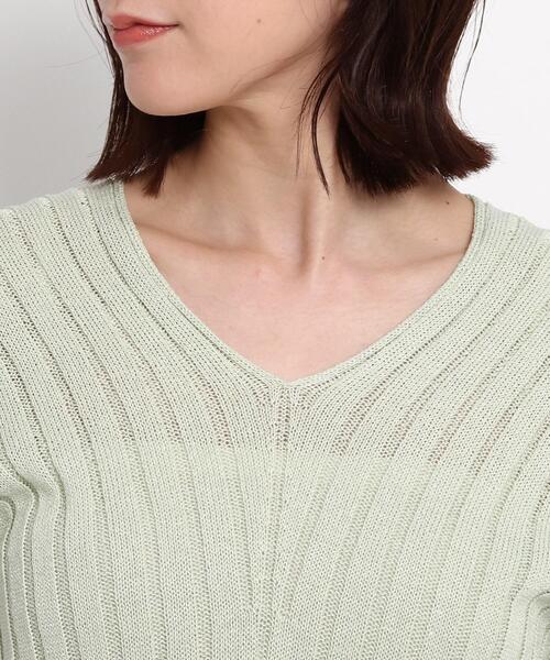 COUP DE CHANCE（クードシャンス）の「◆【洗える/日本製】ホールガーメント(R)Vネックワイドリブニット（ニット/セーター・レディース・ネイビー系6/ホワイト系/ライトグリーン/イエロー・38/34）」の6枚目の写真