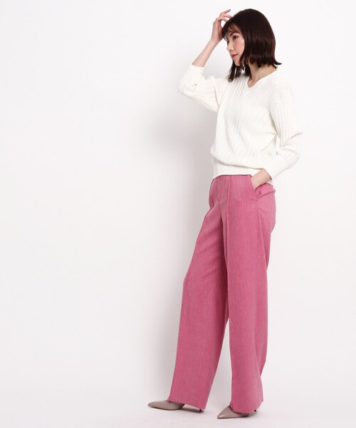 COUP DE CHANCE（クードシャンス）の「◆【洗える/日本製】ホールガーメント(R)Vネックワイドリブニット（ニット/セーター・レディース・ネイビー系6/ホワイト系/ライトグリーン/イエロー・38/34）」の9枚目の写真