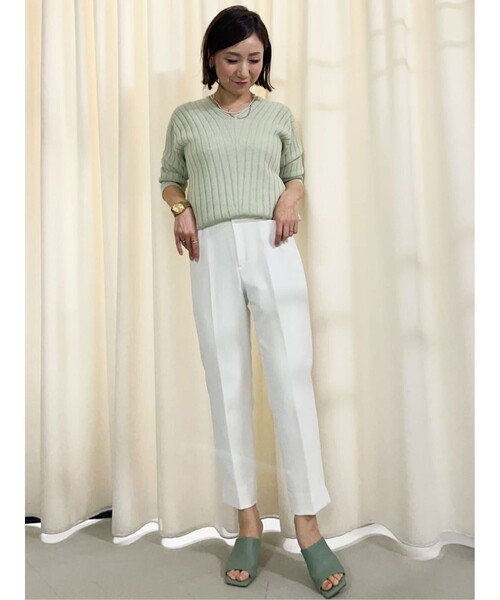 COUP DE CHANCE（クードシャンス）の「◆【洗える/日本製】ホールガーメント(R)Vネックワイドリブニット（ニット/セーター・レディース・ネイビー系6/ホワイト系/ライトグリーン/イエロー・38/34）」の18枚目の写真