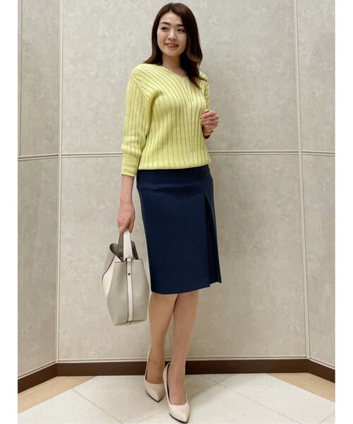 COUP DE CHANCE（クードシャンス）の「◆【洗える/日本製】ホールガーメント(R)Vネックワイドリブニット（ニット/セーター・レディース・ネイビー系6/ホワイト系/ライトグリーン/イエロー・38/34）」の19枚目の写真