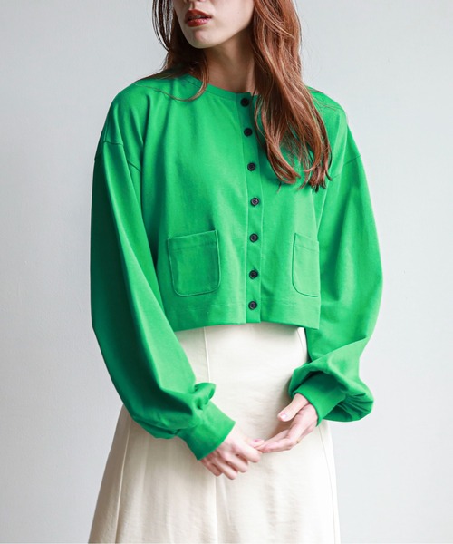 feepur（フェピュール）の「ミニポケ付きカットカラーカーディガン（カーディガン/ボレロ・レディース・ブラック/パープル/オフホワイト/ピンク/グリーン/杢グレー・MEDIUM）」の15枚目の写真