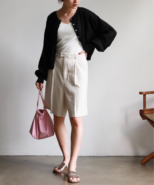 feepur（フェピュール）の「ミニポケ付きカットカラーカーディガン（カーディガン/ボレロ・レディース・ブラック/パープル/オフホワイト/ピンク/グリーン/杢グレー・MEDIUM）」の10枚目の写真