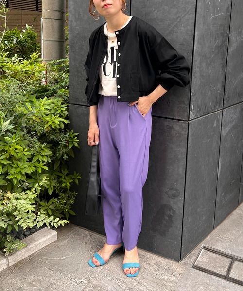 feepur（フェピュール）の「ミニポケ付きカットカラーカーディガン（カーディガン/ボレロ・レディース・ブラック/パープル/オフホワイト/ピンク/グリーン/杢グレー・MEDIUM）」の13枚目の写真