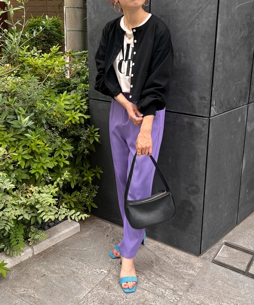 feepur（フェピュール）の「ミニポケ付きカットカラーカーディガン（カーディガン/ボレロ・レディース・ブラック/パープル/オフホワイト/ピンク/グリーン/杢グレー・MEDIUM）」の12枚目の写真