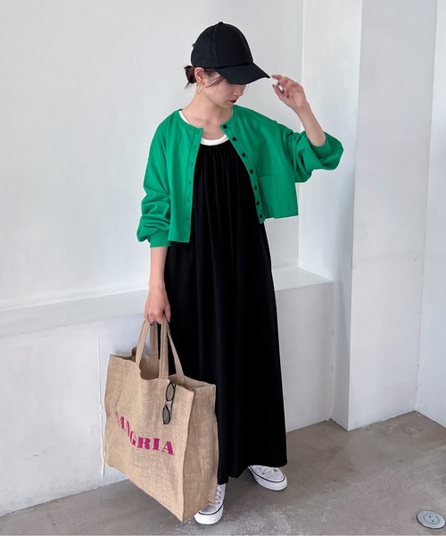 feepur（フェピュール）の「ミニポケ付きカットカラーカーディガン（カーディガン/ボレロ・レディース・ブラック/パープル/オフホワイト/ピンク/グリーン/杢グレー・MEDIUM）」の22枚目の写真