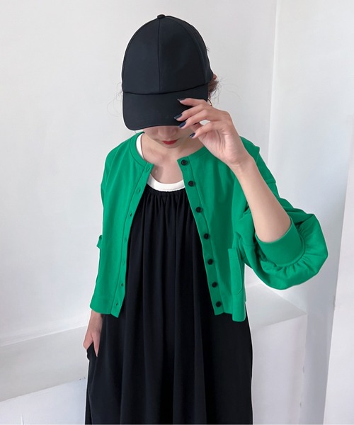 feepur（フェピュール）の「ミニポケ付きカットカラーカーディガン（カーディガン/ボレロ・レディース・ブラック/パープル/オフホワイト/ピンク/グリーン/杢グレー・MEDIUM）」の19枚目の写真