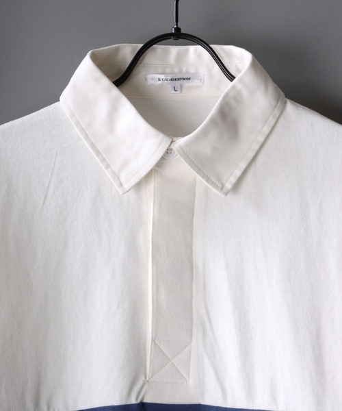 SITRY（シトリー）の「Big silhouette Rugby shirt / ビッグシルエット 半袖 ラガーシャツ（ポロシャツ・メンズ・ブラック/ネイビー/オフホワイト/グリーン/マスタード/グレイッシュブルー・M/L）」の7枚目の写真