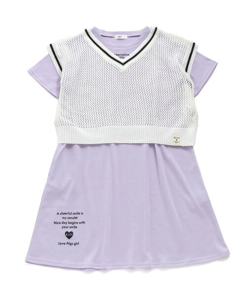 algy（アルジー）の「透かし編みベスト＆接触冷感Tワンピセット（ワンピース・キッズ・ブラック/オフホワイト/ミント・SMALL/MEDIUM/X-SMALL/XX-SMALL/XXX-SMALL）」の2枚目の写真