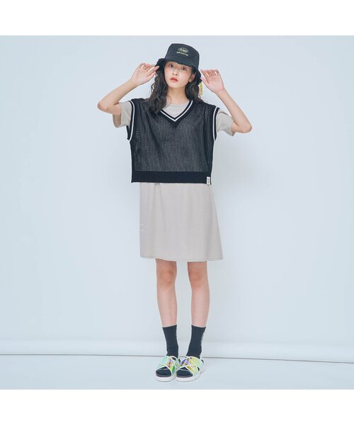algy（アルジー）の「透かし編みベスト＆接触冷感Tワンピセット（ワンピース・キッズ・ブラック/オフホワイト/ミント・SMALL/MEDIUM/X-SMALL/XX-SMALL/XXX-SMALL）」の4枚目の写真