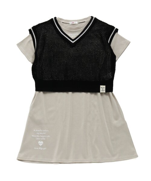 algy（アルジー）の「透かし編みベスト＆接触冷感Tワンピセット（ワンピース・キッズ・ブラック/オフホワイト/ミント・SMALL/MEDIUM/X-SMALL/XX-SMALL/XXX-SMALL）」の5枚目の写真