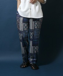 Georgette Total Pattern Print Crease Wide Thickness Pants/ジョーゼット 総柄プリント センタープリーツ ワイドとろみパンツ カラーパンツ セットアップ対応