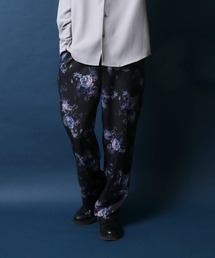 Georgette Total Pattern Print Crease Wide Thickness Pants/ジョーゼット 総柄プリント センタープリーツ ワイドとろみパンツ カラーパンツ セットアップ対応