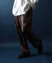 Georgette Total Pattern Print Crease Wide Thickness Pants/ジョーゼット 総柄プリント センタープリーツ ワイドとろみパンツ カラーパンツ セットアップ対応